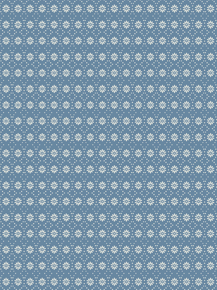 'Buttonwood' Wallpaper by Flint Wood & Hicks - Eggshell on Blue