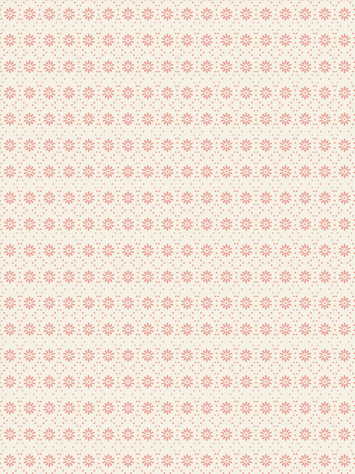 'Buttonwood' Wallpaper by Flint Wood & Hicks - Eggshell on Pink