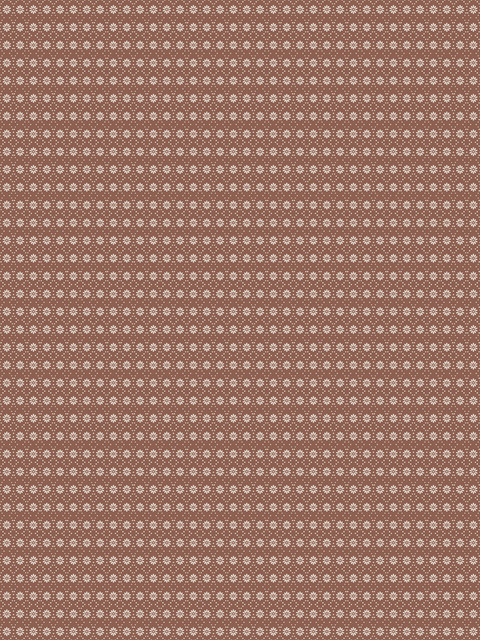 'Buttonwood' Wallpaper by Flint Wood & Hicks - Light Eggshell on Red Brown