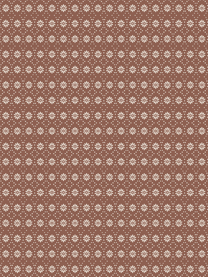 'Buttonwood' Wallpaper by Flint Wood & Hicks - Light Eggshell on Red Brown