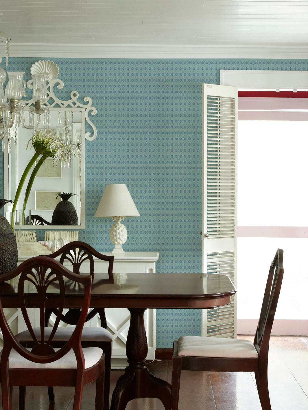 'Buttonwood' Wallpaper by Flint Wood & Hicks - Sea Blue