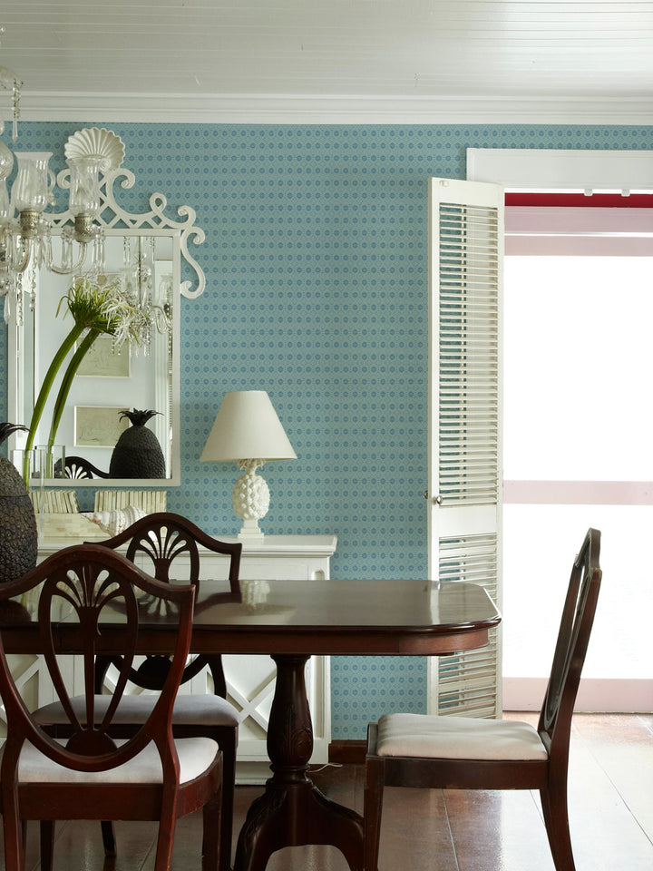 'Buttonwood' Wallpaper by Flint Wood & Hicks - Sea Blue