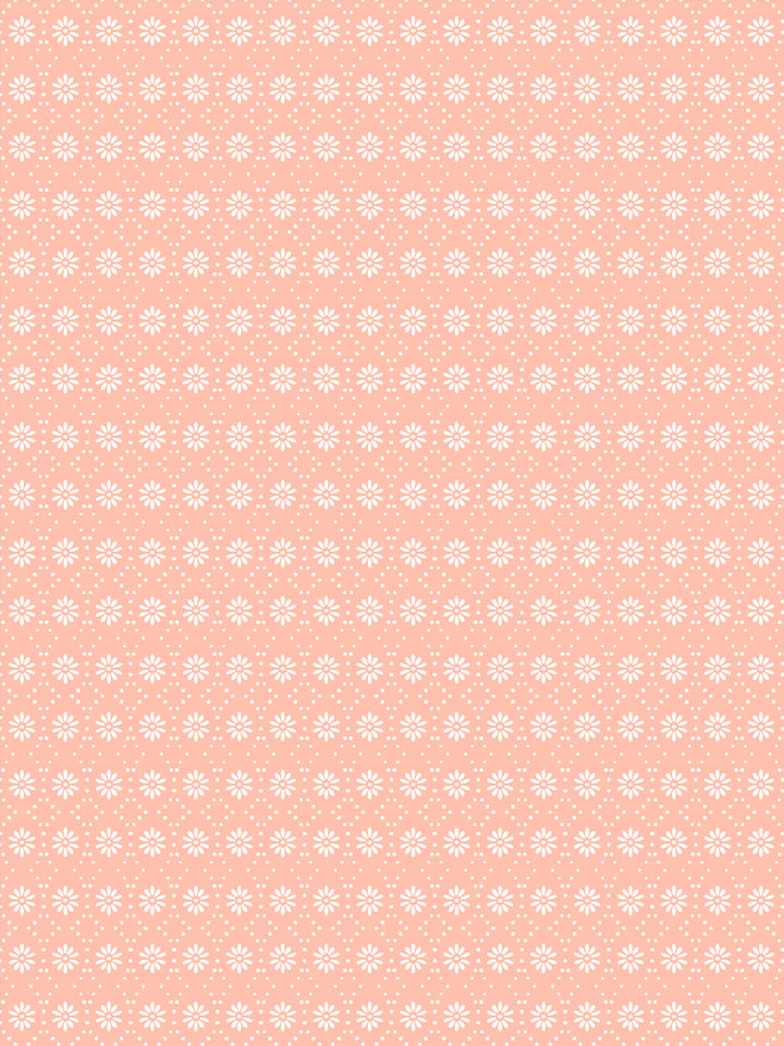 'Buttonwood' Wallpaper by Flint Wood & Hicks - White on Light Coral