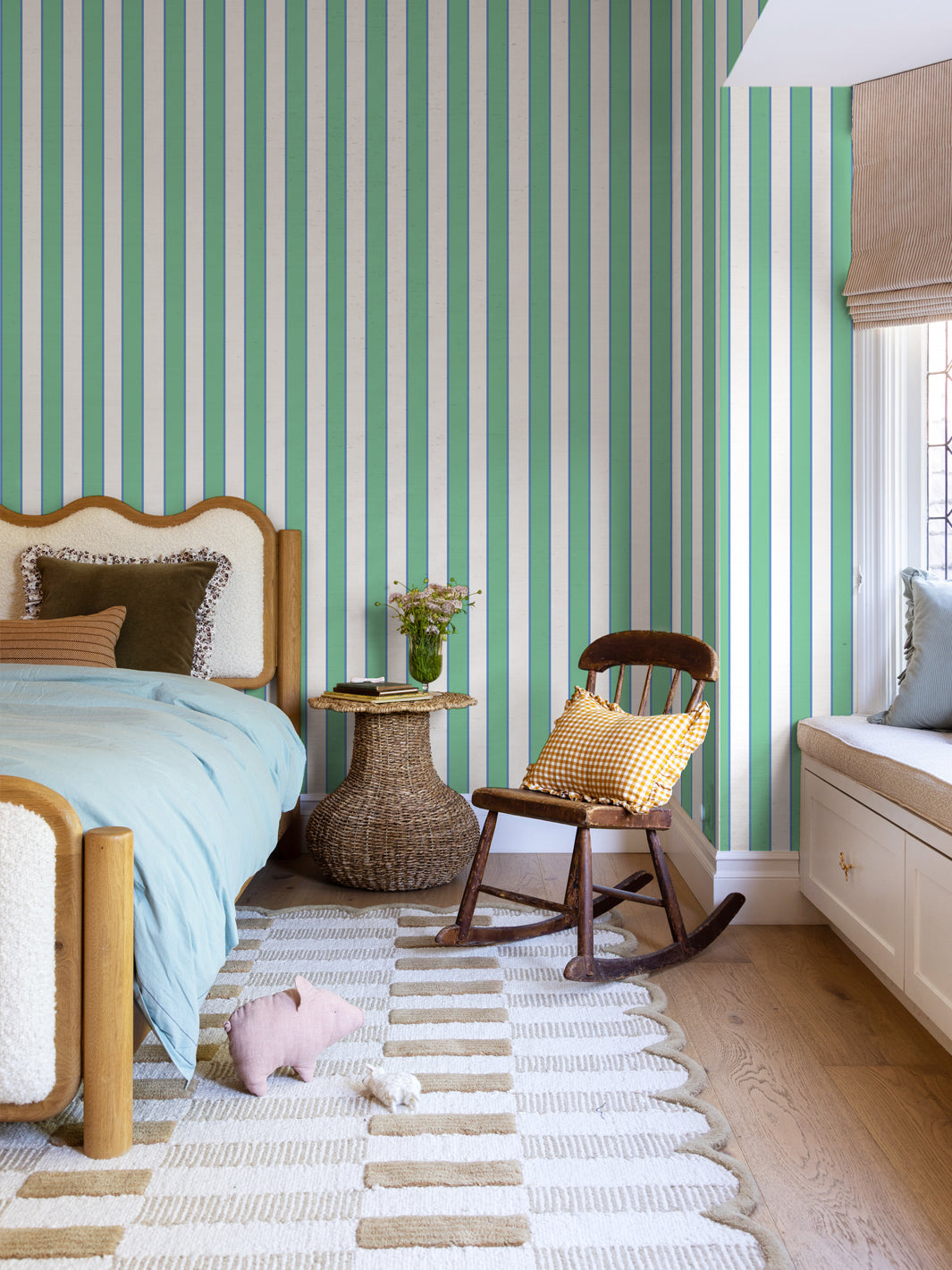 'Cabana Stripe' Wallpaper by Meri Meri - Green