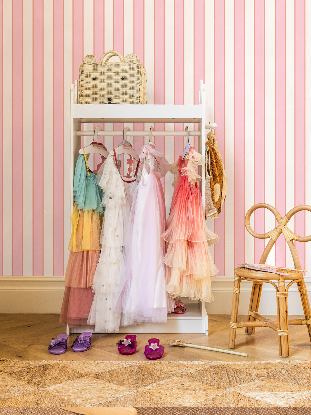 'Cabana Stripe' Wallpaper by Meri Meri - Pink