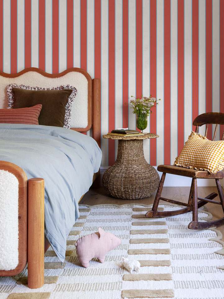 'Cabana Stripe' Wallpaper by Meri Meri - Red