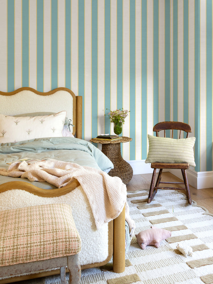 'Cabana Stripe' Wallpaper by Meri Meri - Teal