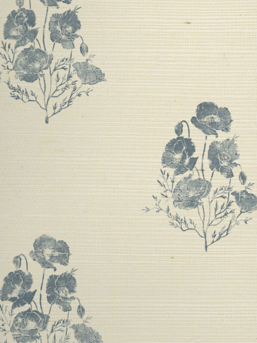 'California Poppy' Grasscloth Wallpaper by Nathan Turner - Blue