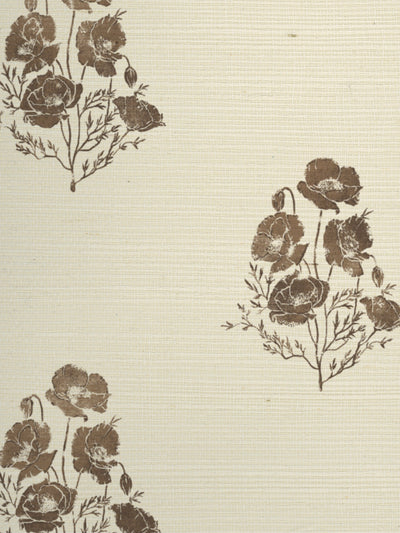 'California Poppy' Grasscloth Wallpaper by Nathan Turner - Brown