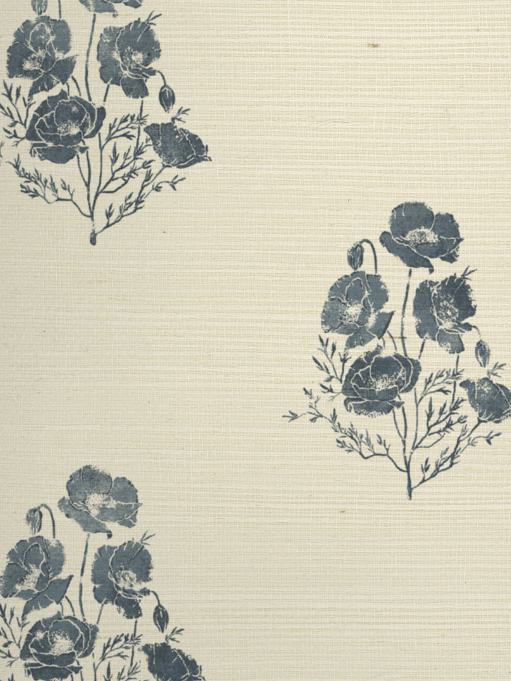 california poppy grasscloth wallpaper by nathan turner darker blue