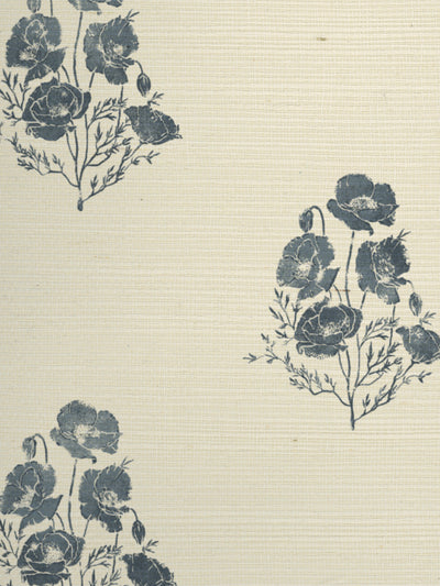california poppy grasscloth wallpaper by nathan turner darker blue