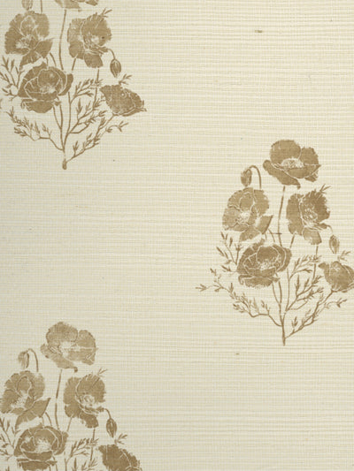 'California Poppy' Grasscloth Wallpaper by Nathan Turner - Gold