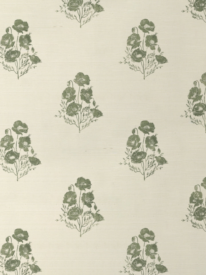 california poppy grasscloth wallpaper by nathan turner green