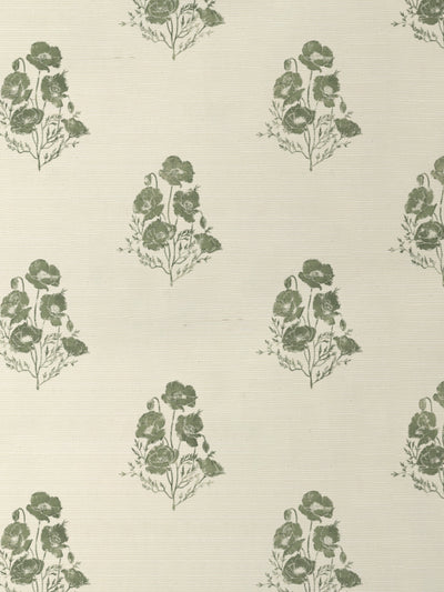 'California Poppy' Grasscloth Wallpaper by Nathan Turner - Green