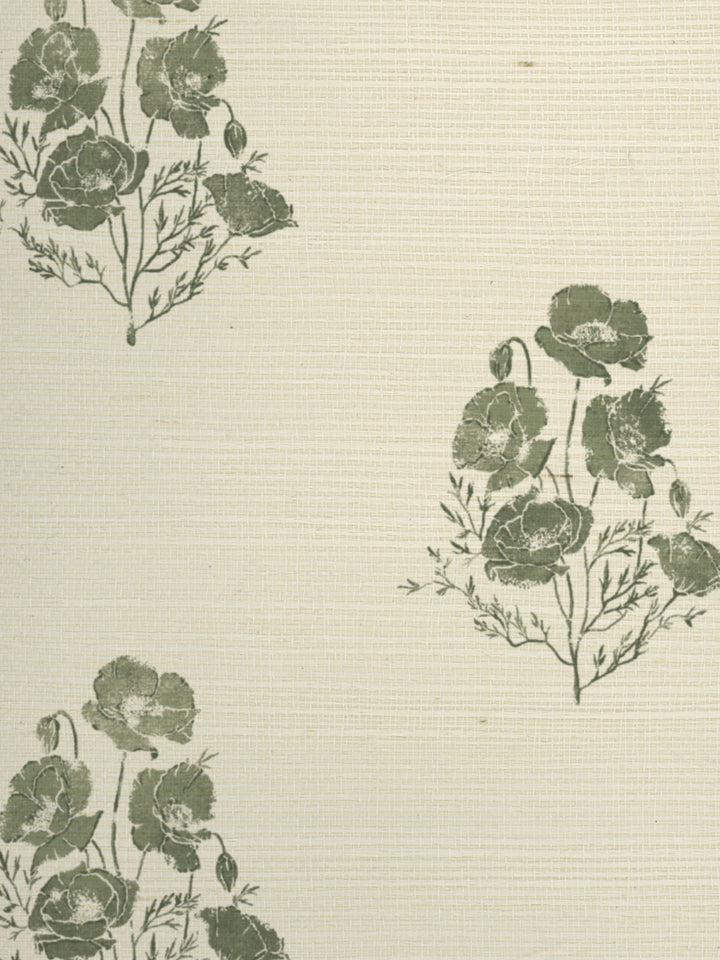 california poppy grasscloth wallpaper by nathan turner green