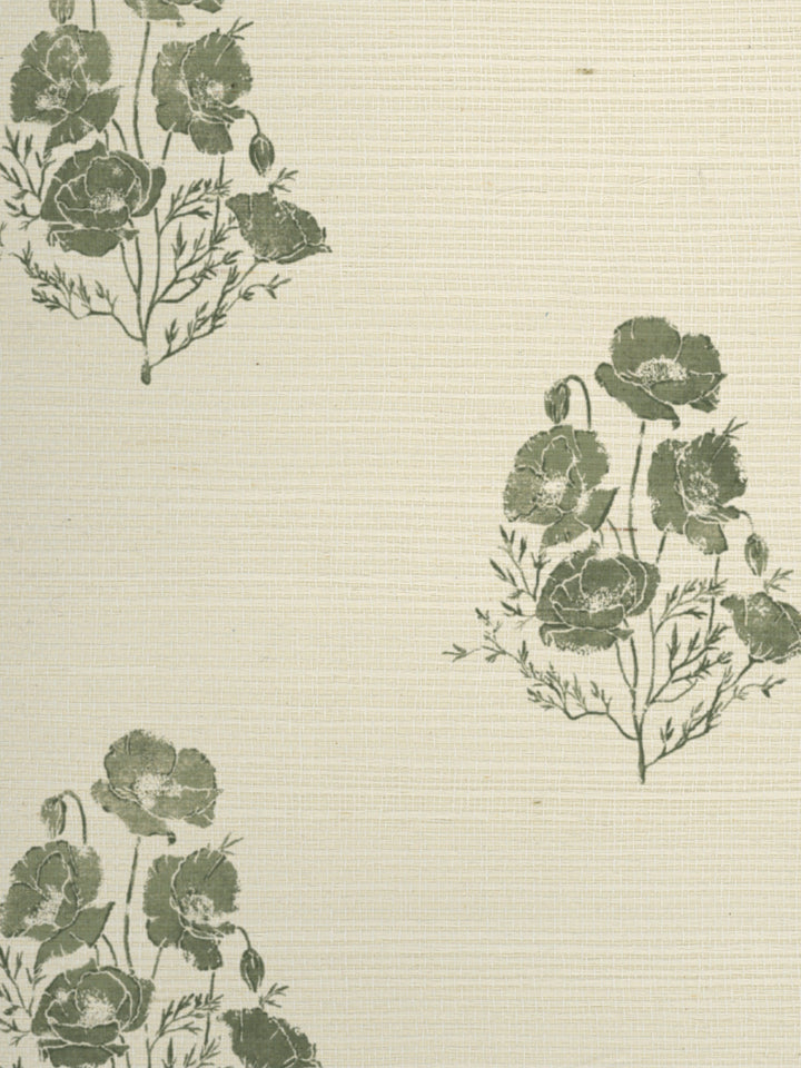 california poppy grasscloth wallpaper by nathan turner green