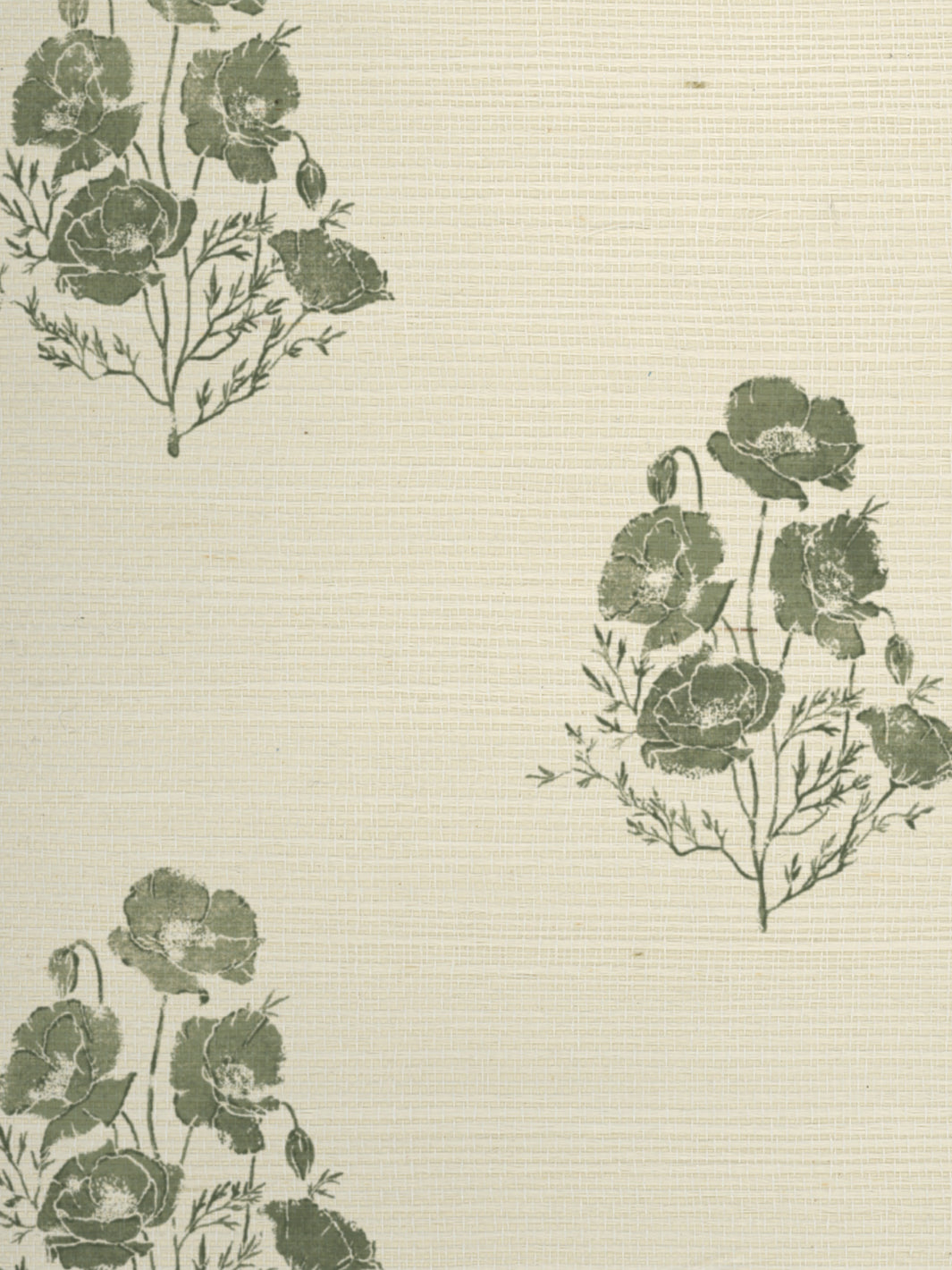 'California Poppy' Grasscloth Wallpaper by Nathan Turner - Green