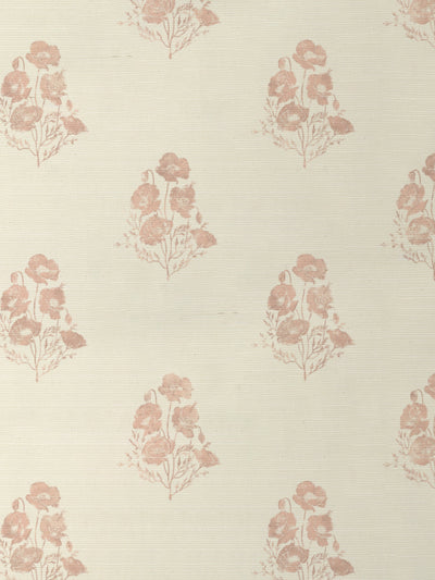 'California Poppy' Grasscloth Wallpaper by Nathan Turner - Pink