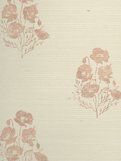 'California Poppy' Grasscloth Wallpaper by Nathan Turner - Pink