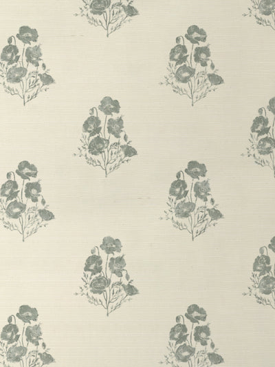 'California Poppy' Grasscloth Wallpaper by Nathan Turner - Sage