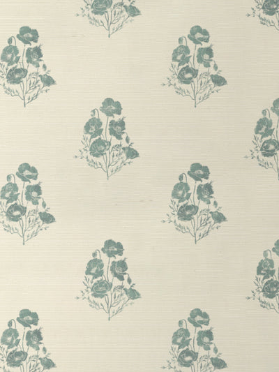 'California Poppy' Grasscloth Wallpaper by Nathan Turner - Seafoam