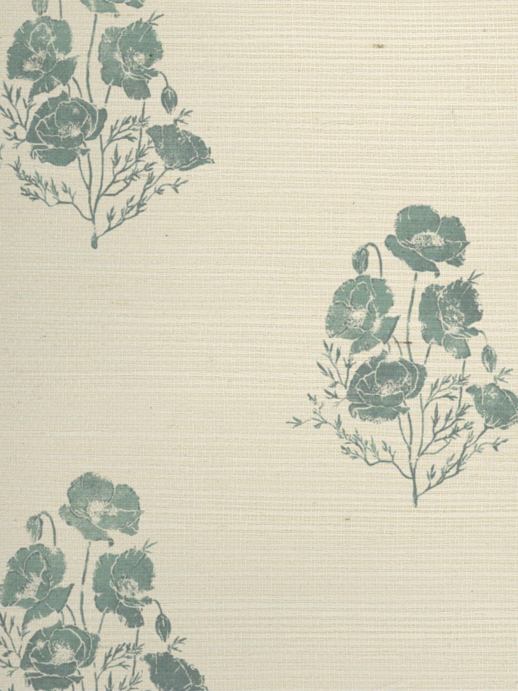 'California Poppy' Grasscloth Wallpaper by Nathan Turner - Seafoam