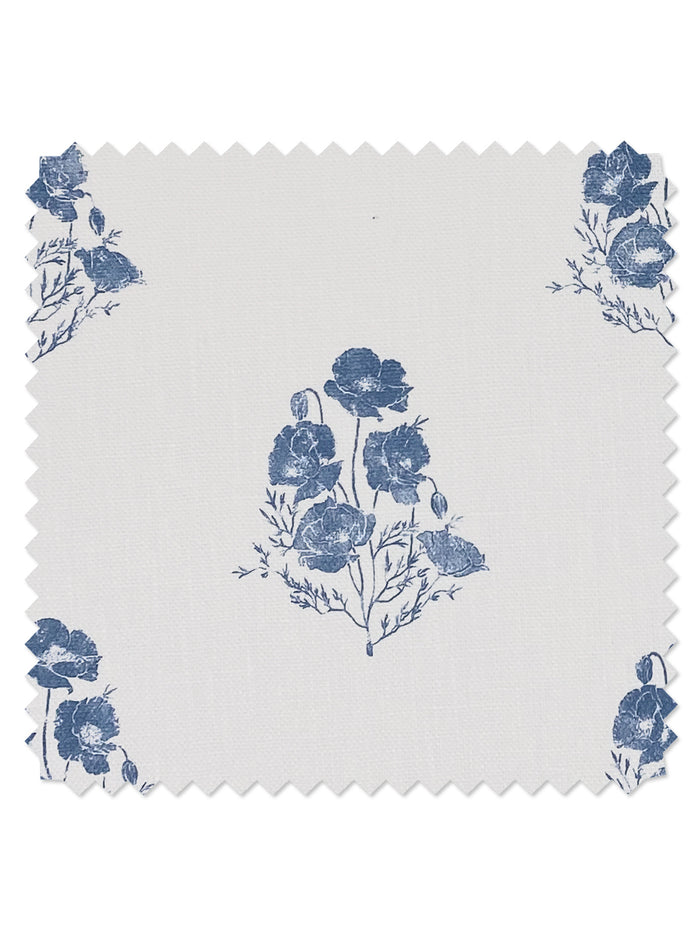 California Poppy' Linen Fabric by Nathan Turner - Blue