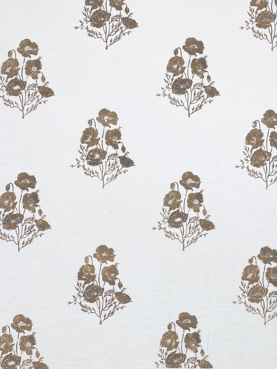 'California Poppy' Linen Fabric by Nathan Turner - Brown