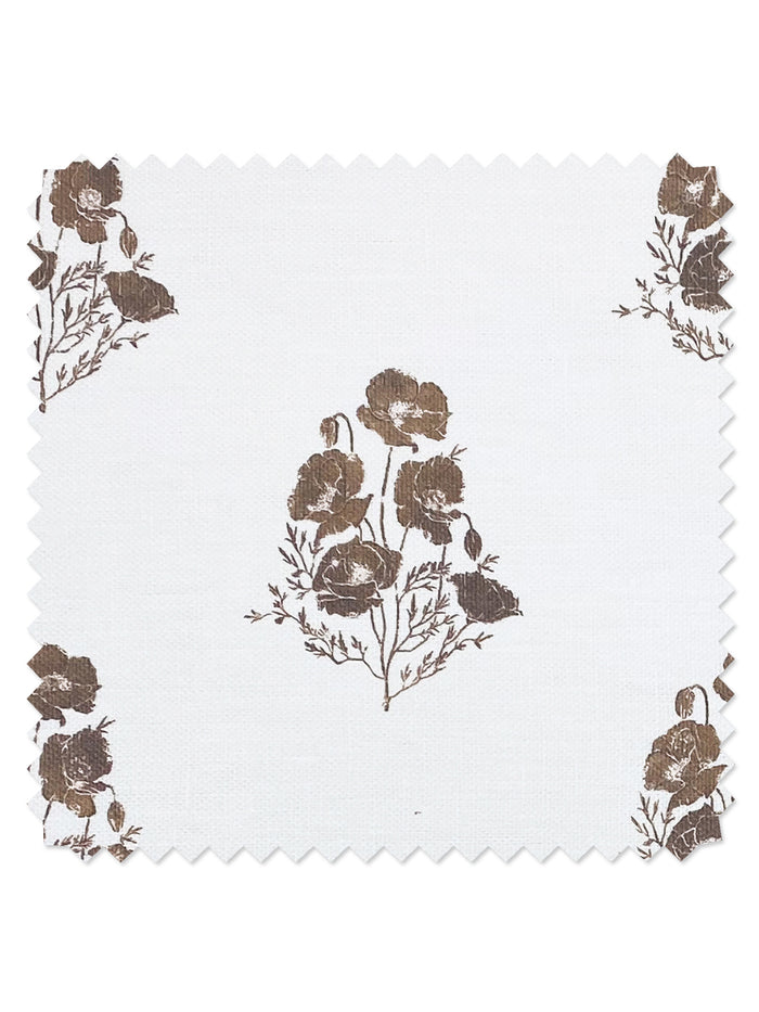 California Poppy' Linen Fabric by Nathan Turner - Brown