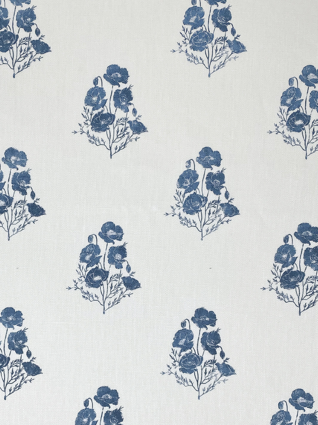 'California Poppy' Linen Fabric by Nathan Turner - Darker Blue
