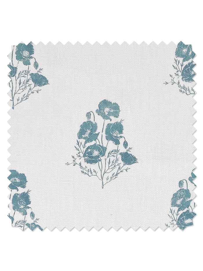 California Poppy' Linen Fabric by Nathan Turner - Seafoam