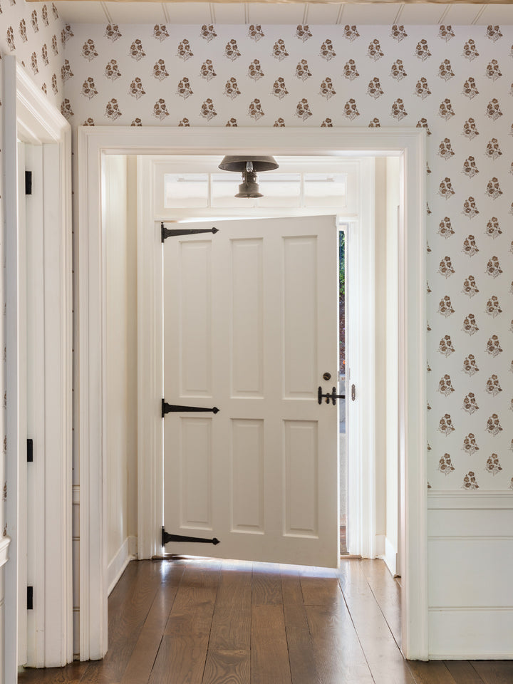 california poppy linen fabric by nathan turner brown