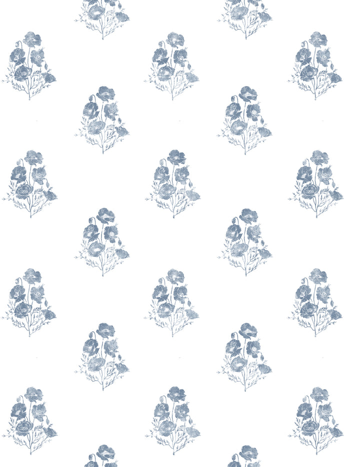 'California Poppy' Wallpaper by Nathan Turner - Blue
