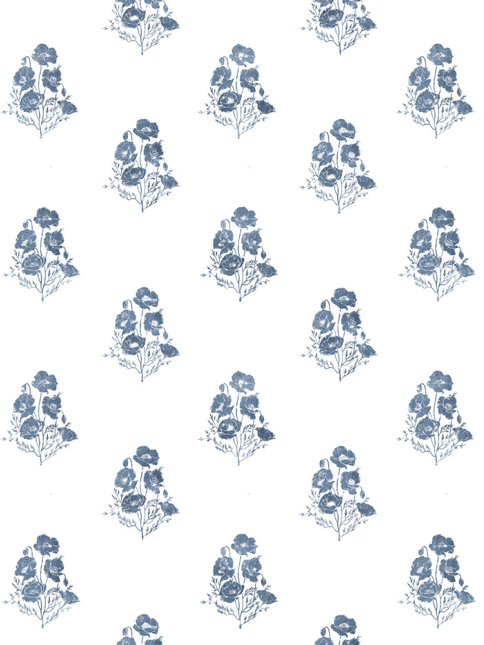 'California Poppy' Wallpaper by Nathan Turner - Darker Blue