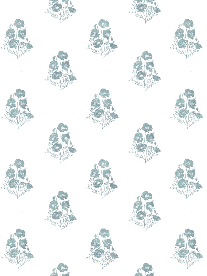 'California Poppy' Wallpaper by Nathan Turner - Seafoam