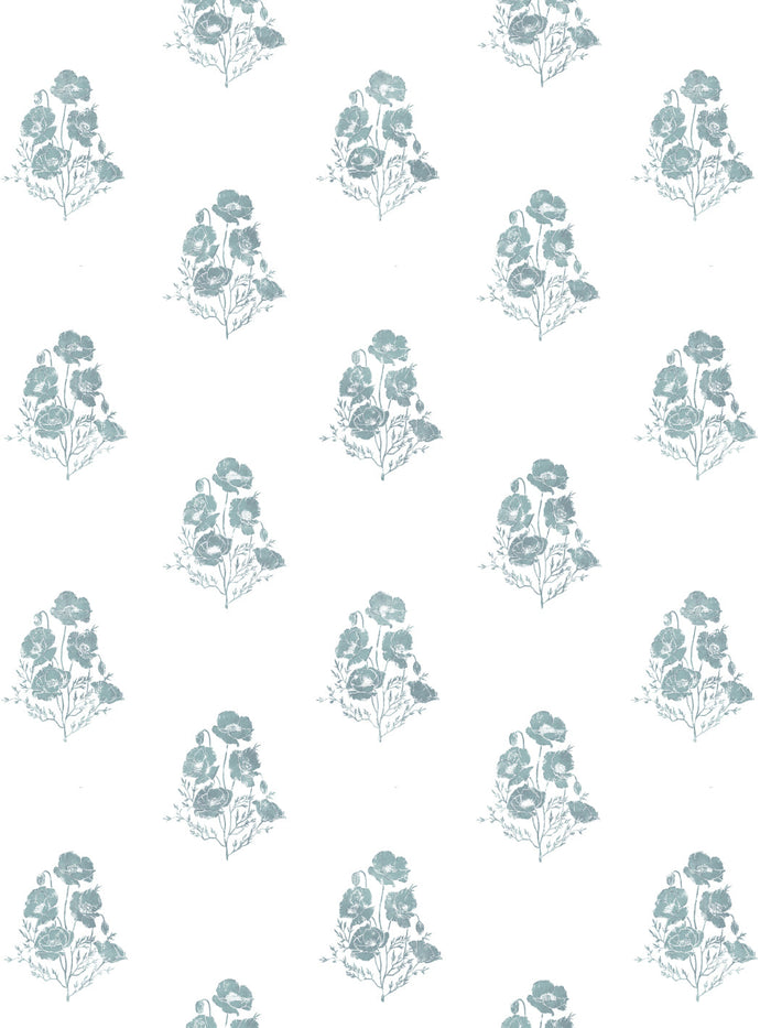 'California Poppy' Wallpaper by Nathan Turner - Seafoam