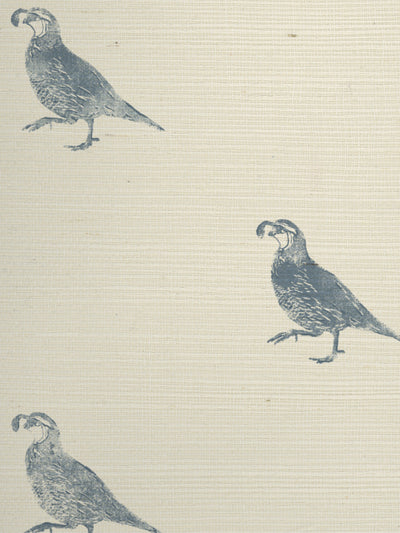 'California Quail' Grasscloth Wallpaper by Nathan Turner - Blue