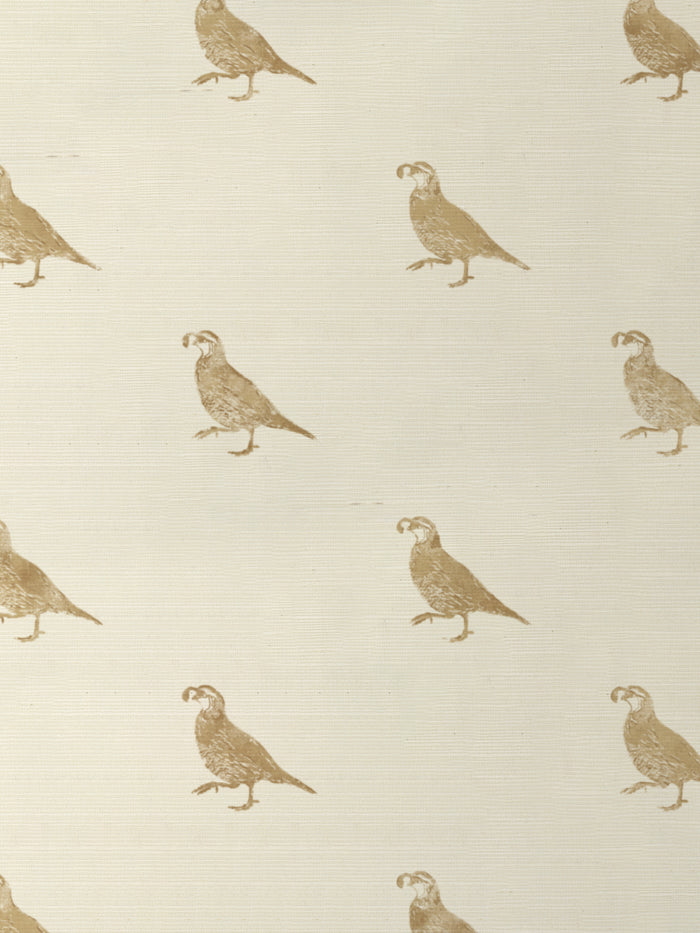'California Quail' Grasscloth Wallpaper by Nathan Turner - Gold