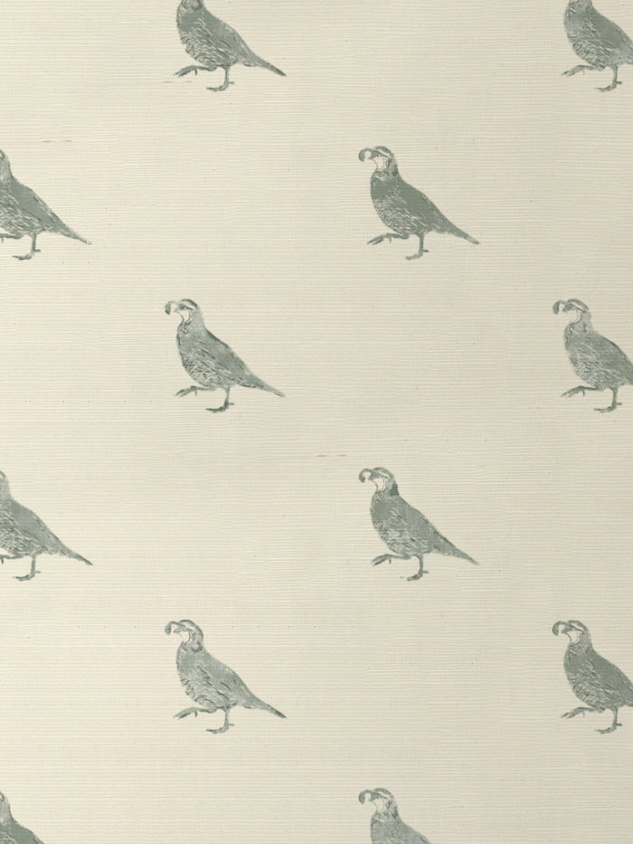 'California Quail' Grasscloth Wallpaper by Nathan Turner - Sage