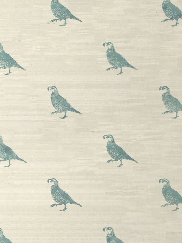 'California Quail' Grasscloth Wallpaper by Nathan Turner - Seafoam