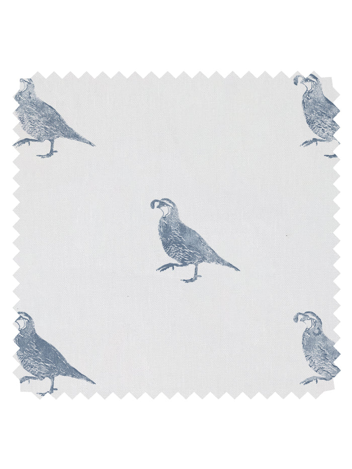California Quail' Linen Fabric by Nathan Turner - Blue