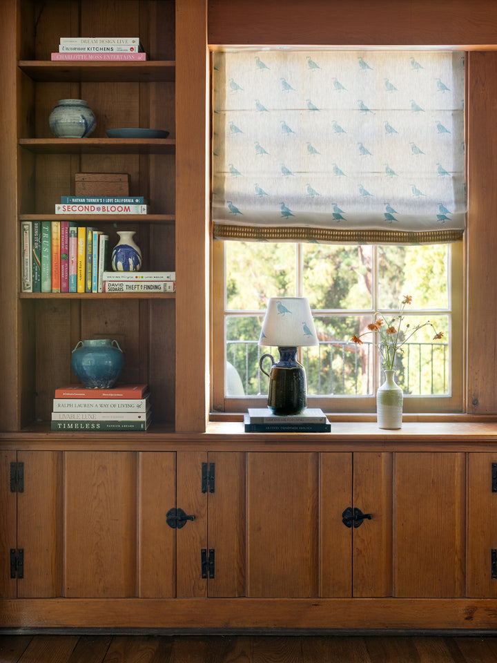 california quail linen fabric by nathan turner gold