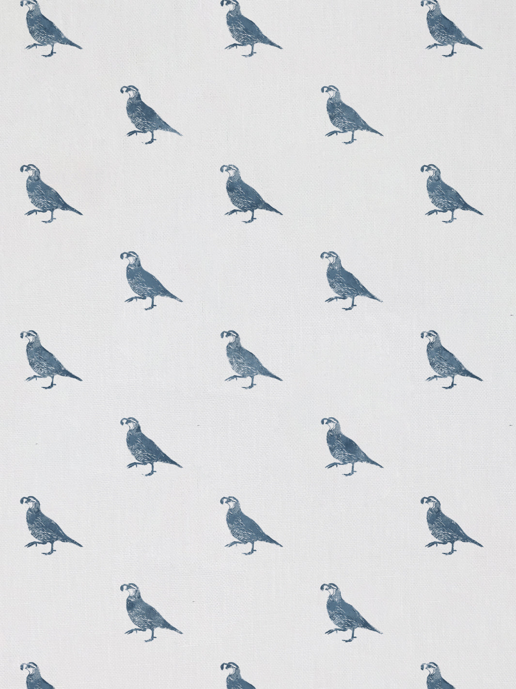 'California Quail' Linen Fabric by Nathan Turner - Darker Blue