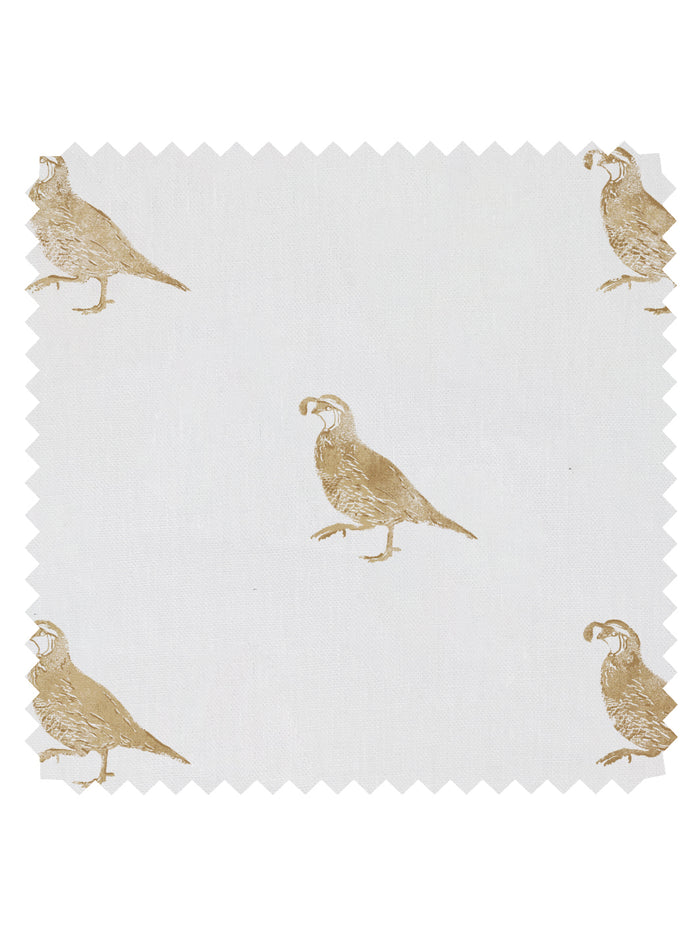 California Quail' Linen Fabric by Nathan Turner - Gold