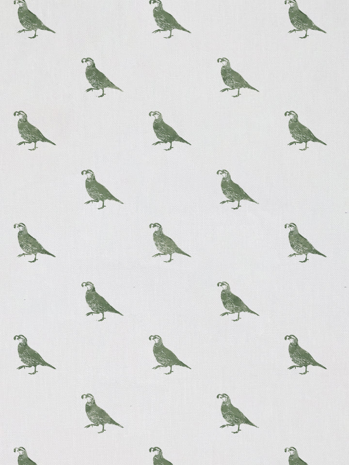california quail linen fabric by nathan turner green