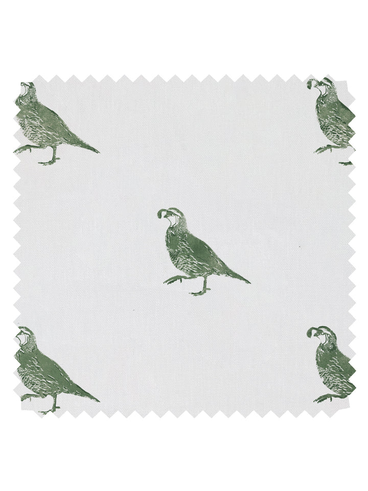 california quail linen fabric by nathan turner green