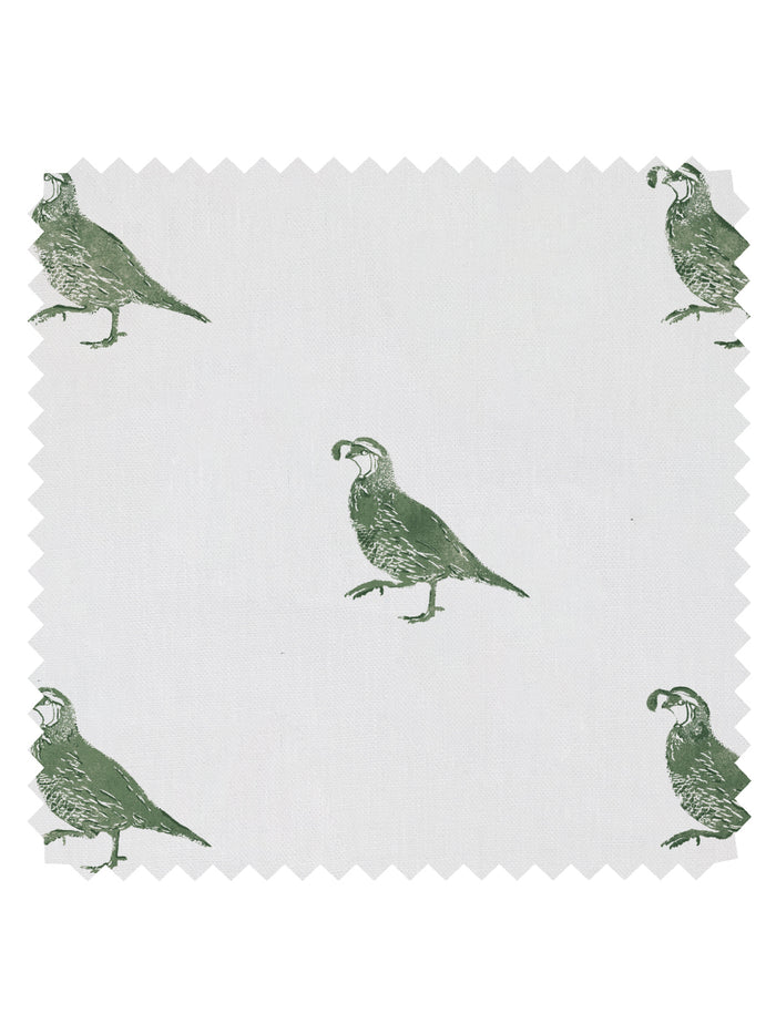 California Quail' Linen Fabric by Nathan Turner - Green