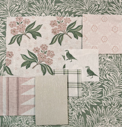 california quail linen fabric by nathan turner green
