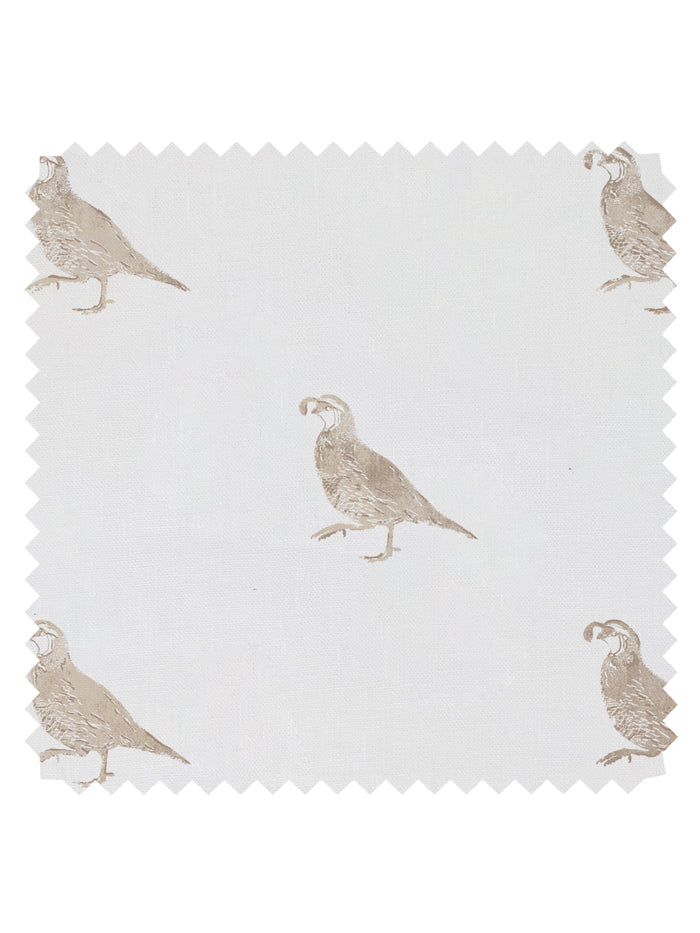 California Quail' Linen Fabric by Nathan Turner - Neutral