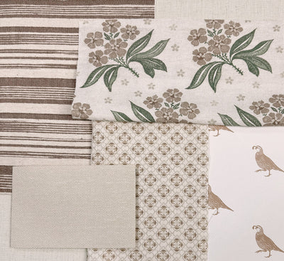 'California Quail' Linen Fabric by Nathan Turner - Neutral